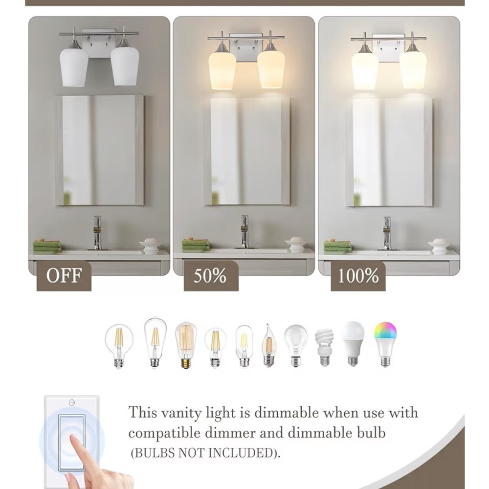 Modern White and Silver Bathroom Vanity Light. Home decor. - Picture 3 of 11
